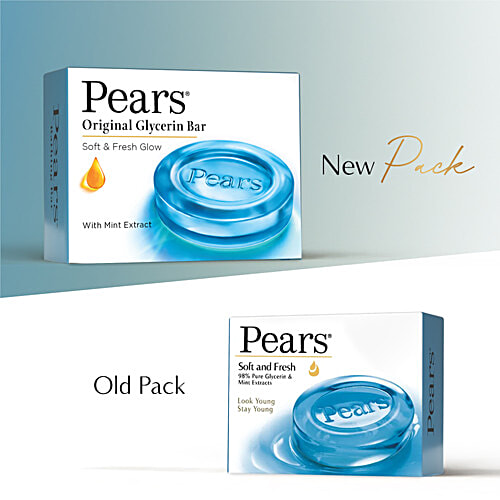 Pears Original Glycerin Soap Bar - Soft & Fresh Glow, 125 g (Pack of 6)