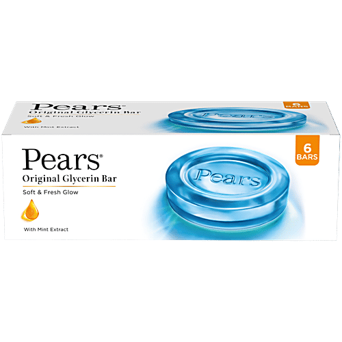Pears Original Glycerin Soap Bar - Soft & Fresh Glow, 125 g (Pack of 6)
