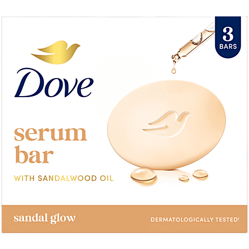 Dove Sandalwood Bar for Glowing Skin with Natural Origin Sandalwood & Saffron Extracts PO3, 125 g (Pack of 3) Dermatologically Tested, Moisturising Cream
