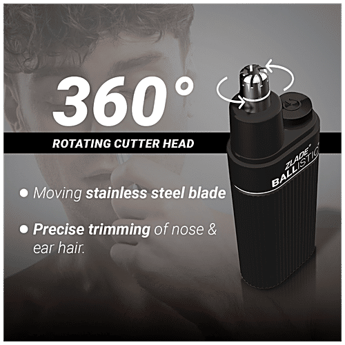 Zlade Ballistic Nose & Ear Hair Trimmer, 1 pc AA Battery-Operated, Waterproof Trimmer
