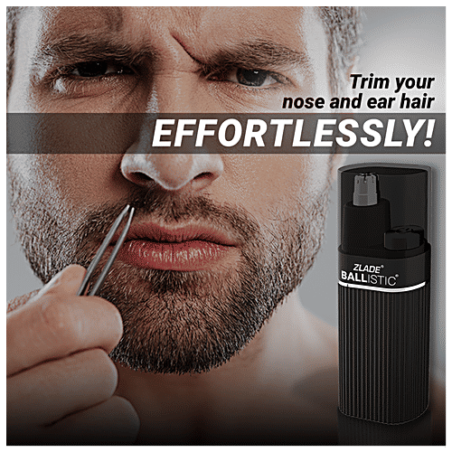 Zlade Ballistic Nose & Ear Hair Trimmer, 1 pc AA Battery-Operated, Waterproof Trimmer
