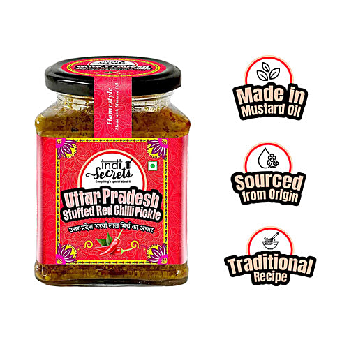 indiSecrets Uttar Pradesh Stuffed Red Chilli Pickle, 250 g  Regional Authentic
