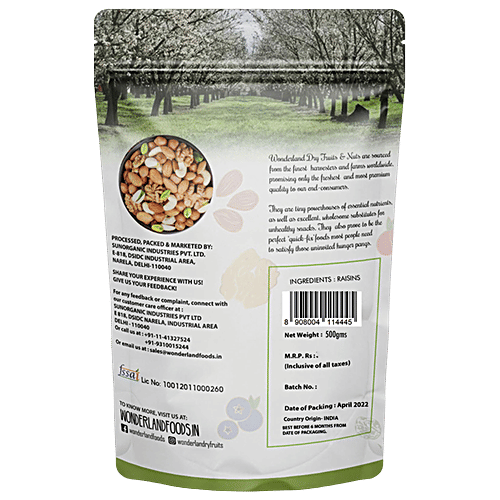 Wonderland Foods Raisin, 500 g Pouch