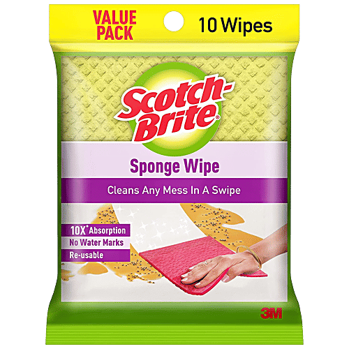 Buy Scotch Brite Sponge Wipes For Kitchen Cleaning, Reusable