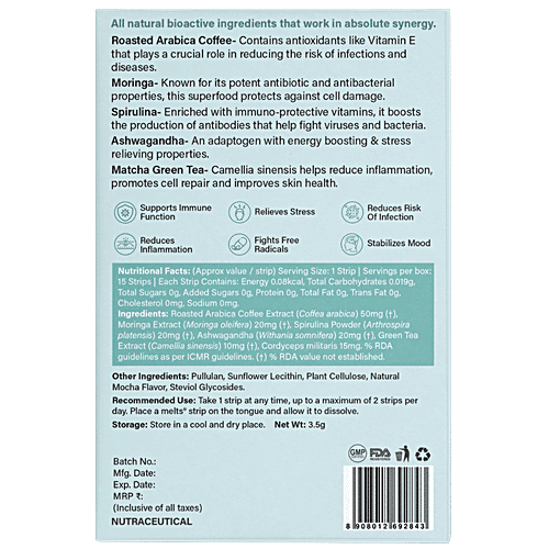 Wellbeing Nutrition Melts Superfood Latte Coffee Oral Thin Strips - Caramel, Medium Roast, 15 pcs  