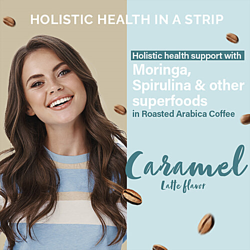 Wellbeing Nutrition Melts Superfood Latte Coffee Oral Thin Strips - Caramel, Medium Roast, 15 pcs  