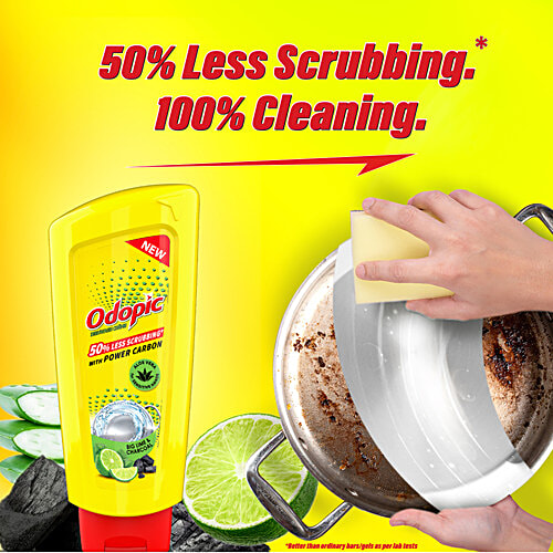Odopic Dishwash Creme With Power Carbon - 50% Less Scrubbing, Kitchen Utensil Cleaner, 500 ml  