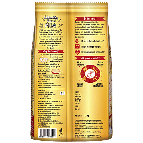 Saffola Oats Gold - Rolled Oats With Jowar Millet, 1.5 kg Pouch 