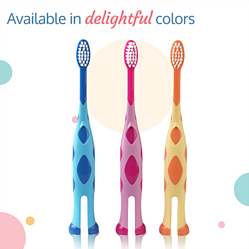 LuvLap Tiny Giffy Kid's Toothbrush - 18M+, Assorted Colour, 1 pc BPA Free, Boys & Girls' Toddler Toothbrush