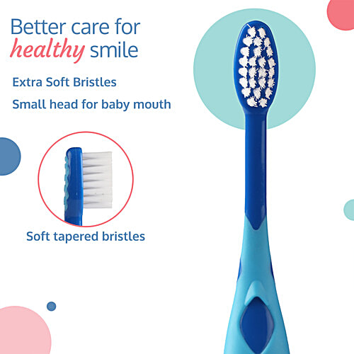 LuvLap Tiny Giffy Kid's Toothbrush - 18M+, Assorted Colour, 1 pc BPA Free, Boys & Girls' Toddler Toothbrush