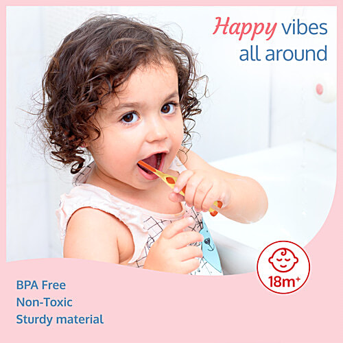 LuvLap Tiny Giffy Kid's Toothbrush - 18M+, Assorted Colour, 1 pc BPA Free, Boys & Girls' Toddler Toothbrush