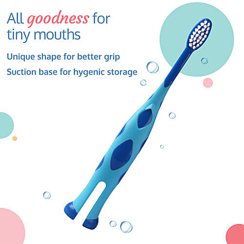 LuvLap Tiny Giffy Kid's Toothbrush - 18M+, Assorted Colour, 1 pc BPA Free, Boys & Girls' Toddler Toothbrush