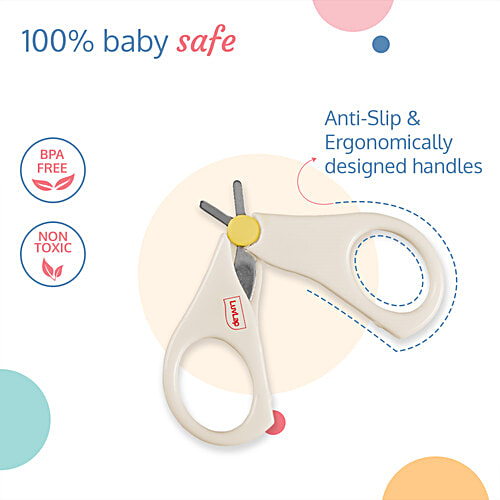 LuvLap LuvLap Baby Scissors - With Protective Cover, Off White, 2 pcs  Anti-slip, Ergonomically Designed Handles