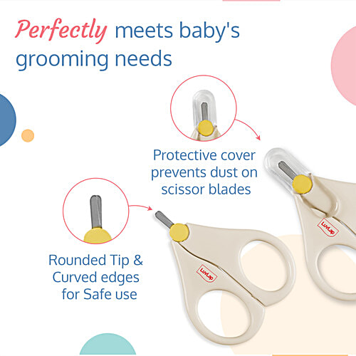 LuvLap LuvLap Baby Scissors - With Protective Cover, Off White, 2 pcs  Anti-slip, Ergonomically Designed Handles