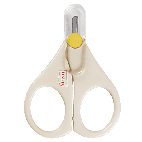 LuvLap LuvLap Baby Scissors - With Protective Cover, Off White, 2 pcs  Anti-slip, Ergonomically Designed Handles