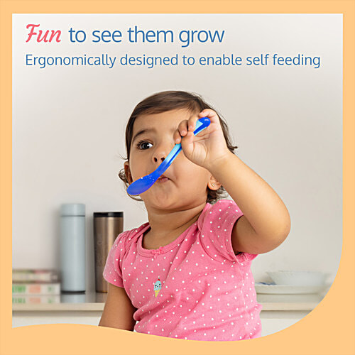 LuvLap Tiny Love Heat Sensitive Silicone Spoon - Blue, 2 pcs  Magic of changing colours, Non Toxic