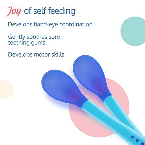 LuvLap Tiny Love Heat Sensitive Silicone Spoon - Blue, 2 pcs  Magic of changing colours, Non Toxic