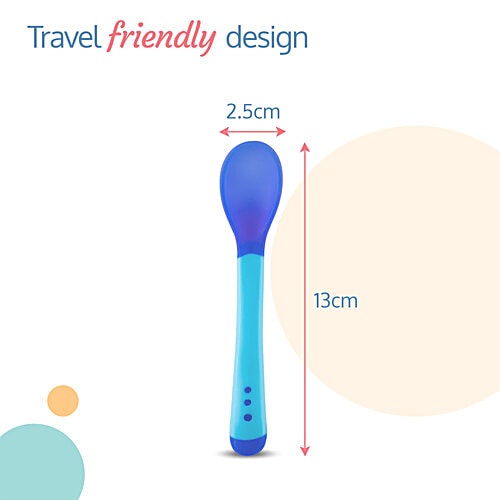 LuvLap Tiny Love Heat Sensitive Silicone Spoon - Blue, 2 pcs  Magic of changing colours, Non Toxic