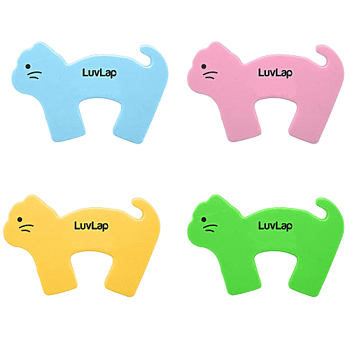 LuvLap Baby Safety Door Stopper - Finger Pinch Guard, Animal Themed Design, Multicolour, 4 pcs  