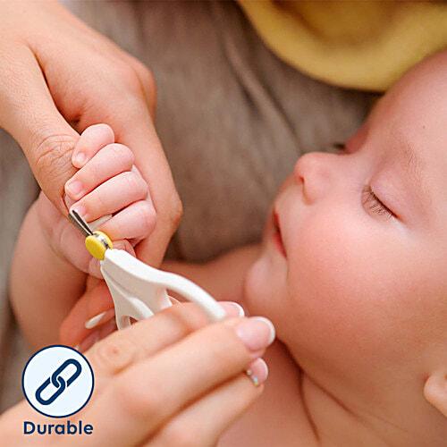 LuvLap Baby Grooming Scissors & Nail Clipper Kit - Off White, 0M+, 4 pcs