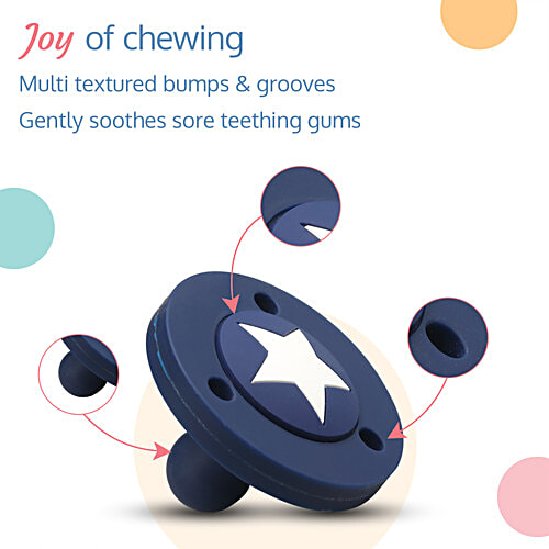 LuvLap Silicone 2 In 1 Baby Soother Pacifier Teether - Star Design, 2 pcs  