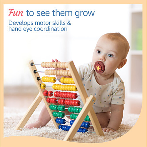 LuvLap Silicone 2 In 1 Baby Soother Pacifier Teether - Star Design, 2 pcs  