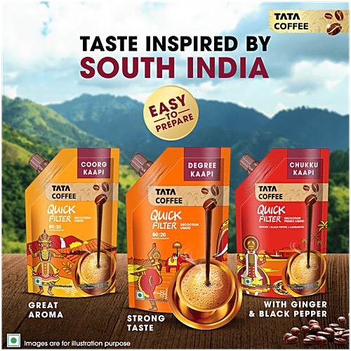 Tata Coffee Coorg Kaapi Quick Filter Coffee Decoction Premix Liquid, 200 ml  Coffee 80, Chicory 20