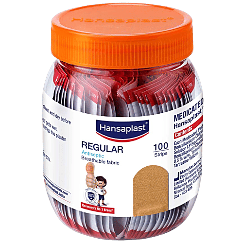 Hansaplast Regular Strips, 100 pcs Antiseptic, Breathable Fabric