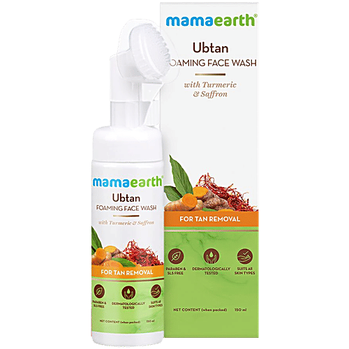 Mamaearth Ubtan Foaming Face Wash - With Turmeric & Saffron, 150 ml  For Tan Removal, Paraben & SLS Free, Dermatologically Tested, Suits All Skin Types