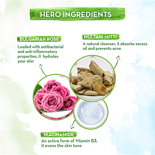 Mamaearth Multani Mitti Face Wash - With Bulgarian Rose, For Oil Control & Acne, 100 ml Hydrating & Gentle, Paraben-Free, No Silicones