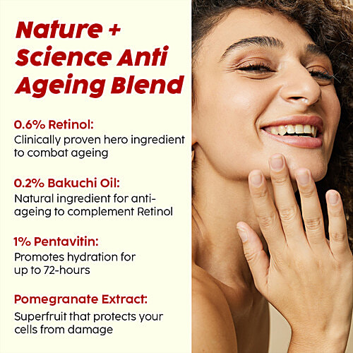 Plix The Plant Fix Pomegranate Youth Renewal Dewy Serum - 0.6% Retinol & 0.2% Bakuchi, 30 ml For Reverse Aging, Reduces Fine Lines & Wrinkles, 100% Vegan