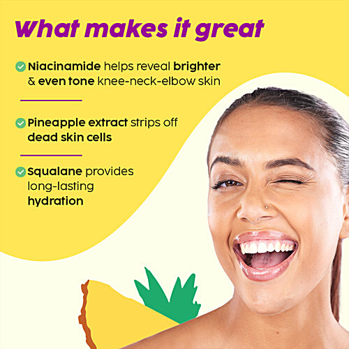 Plix The Plant Fix Pineapple Bright Polishing Cream - 5% Niacinamide, Squalane, 50 g  Hyperpigmentation, Exfoliates & Hydrates Skin,For Neck, Knees & Elbows