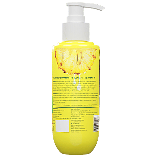 Plix Pineapple Smooth Skin Juicy Body Wash - 5% Lactic Acid, Aloe Vera Extract & Betaine, 236 ml For All Skin Types, Exfoliating Body Wash, Paraben-Free, For Dry, Rough & Strawberry Skin