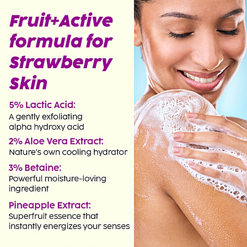 Plix Pineapple Smooth Skin Juicy Body Wash - 5% Lactic Acid, Aloe Vera Extract & Betaine, 236 ml For All Skin Types, Exfoliating Body Wash, Paraben-Free, For Dry, Rough & Strawberry Skin