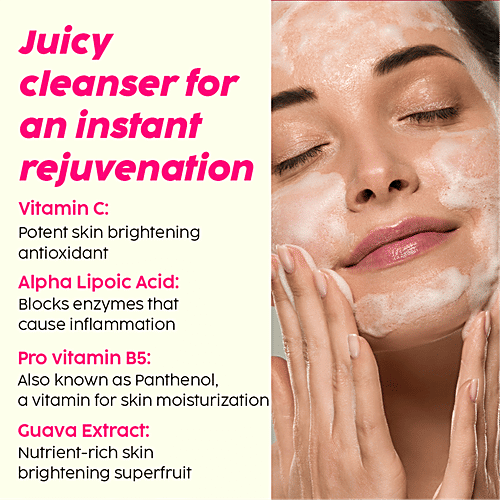 Plix Guava Glow Juicy Cleanser - Vitamin C, ALA, Pro Vitamin B5, 100 ml  Instantly Brightens Skin, For All Skin Types, Face Wash For Skin Brightening, For Women & Men