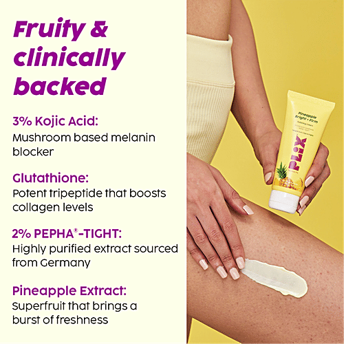 Plix Pineapple Bright + Firm Polishing Cream - 3% Kojic Acid, Glutathione & Pepha-Tight, 50 g  For Intimate Hygiene, Bum-Thighs-Hips Care, Bum Tightening & Cellulite