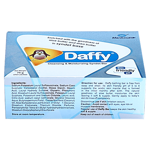 Mankind Daffy Cleansing & Moisturizing Syndet Bathing Bar, 75 g Skin Friendly PH, With Aloe & Shea Butter