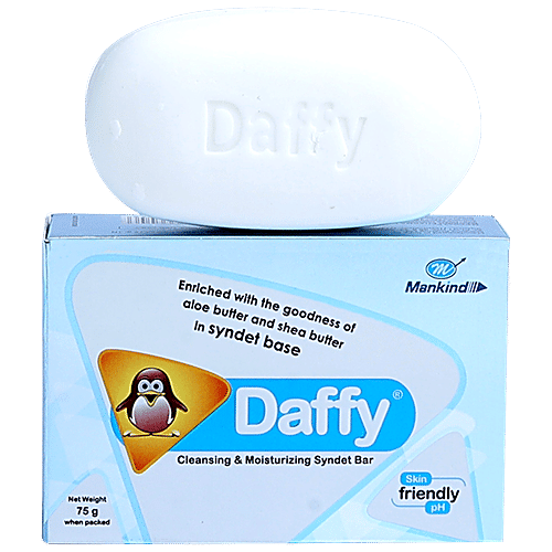 Mankind Daffy Cleansing & Moisturizing Syndet Bathing Bar, 75 g Skin Friendly PH, With Aloe & Shea Butter