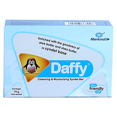 Mankind Daffy Cleansing & Moisturizing Syndet Bathing Bar, 75 g Skin Friendly PH, With Aloe & Shea Butter