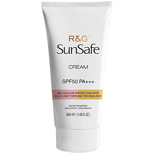 R&G SunSafe Cream - SPF 50 PA +++, 98% UVA-UVB Protection, 50 ml  Water Resistant, Non-sticky, Non-patchy