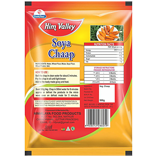 Him Valley Frozen Soya Chaap, 500 g Pouch High Protein