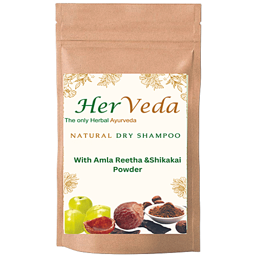 HerVeda Natural Dry Shampoo - With Amla, Reetha, Shikakai, 227 g