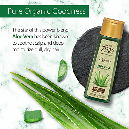 Emami 7 Oils In One Organics Aloe Vera Hair Oil - Nourishing & Hydrating, Non-Sticky, 200 ml  