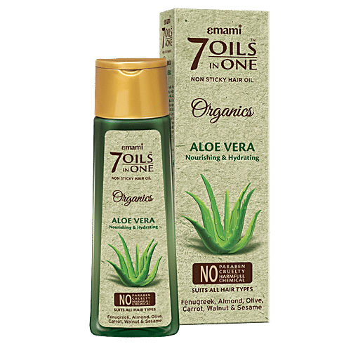 Emami 7 Oils In One Organics Aloe Vera Hair Oil - Nourishing & Hydrating, Non-Sticky, 200 ml  