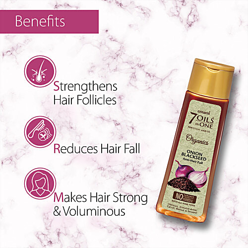 Emami 7 Oils In One Organics Onion Blackseed Hair Oil - Anti Hair-Fall, Non-Sticky, 200 ml