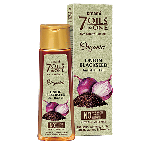 Emami 7 Oils In One Organics Onion Blackseed Hair Oil - Anti Hair-Fall, Non-Sticky, 200 ml