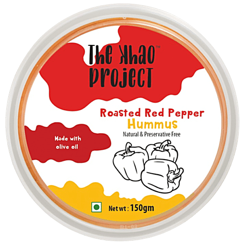 The Khao Project Roasted Red Pepper Hummus, 150 g Roasted Red Pepper
Preservative Free