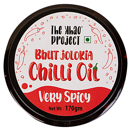 The Khao Project Bhut Jolokia Chilli Oil - Very Spicy, 170 g Jar