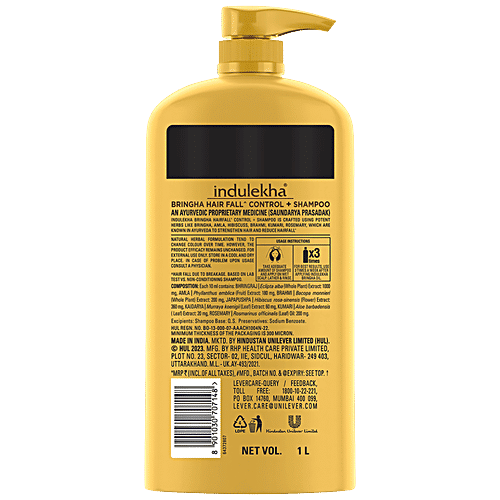 Indulekha Bringha Shampoo, 1 L  Bringha, Amla, Shikakai, Rosemary Oil