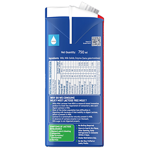 Milky Mist Lactose Free Toned Milk - UHT Sterilized, 750 ml  Easy To Digest